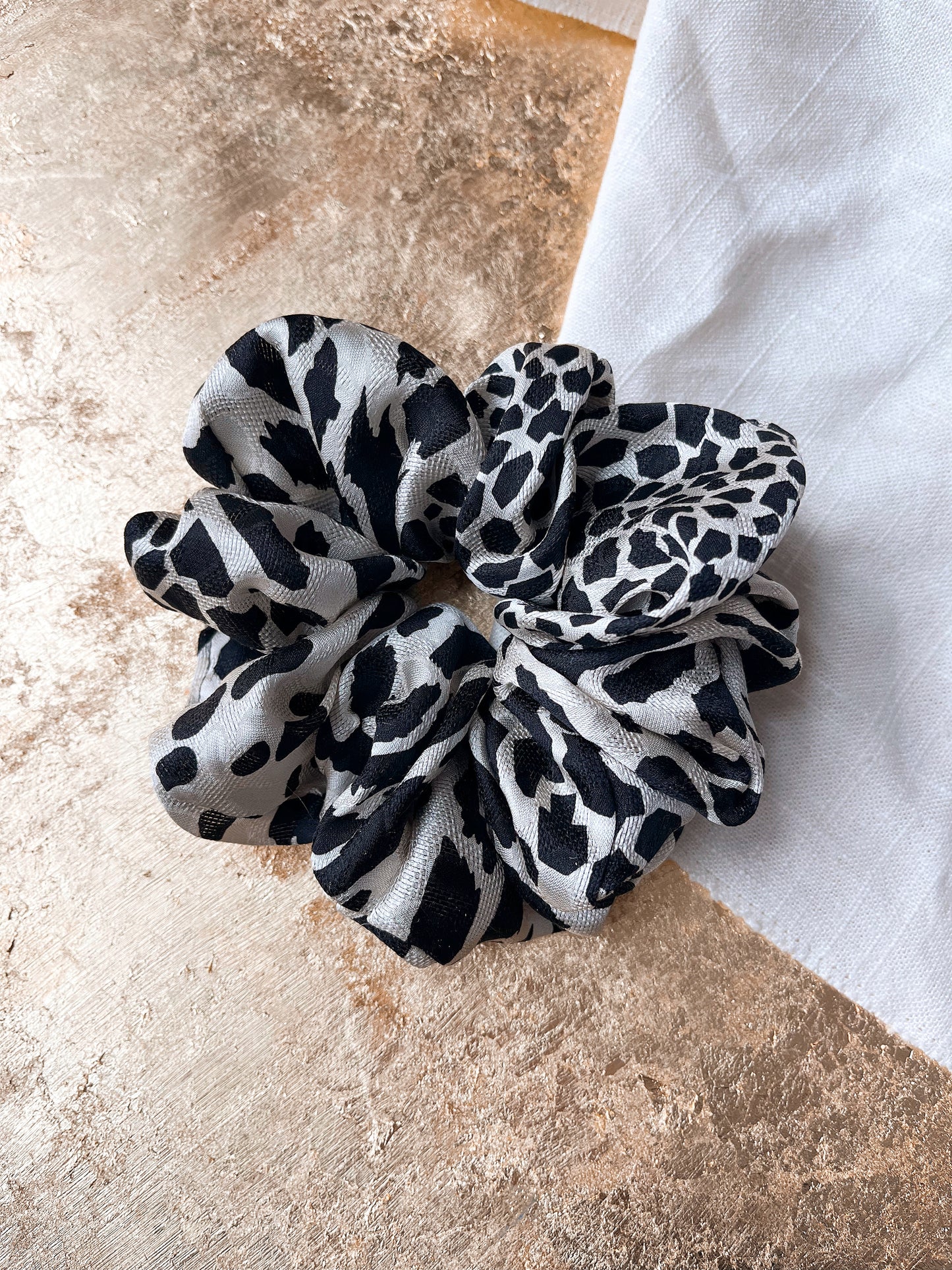 *cosy leopard cafe* 100% silk oversized scrunchies