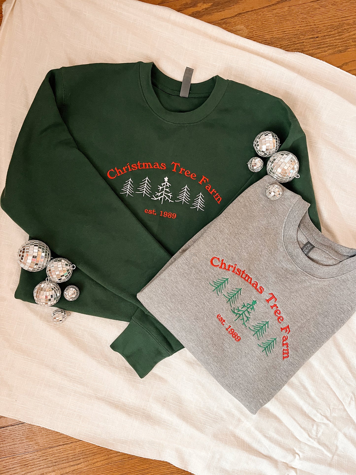 Christmas Tree Farm Grey Unisex Crewneck