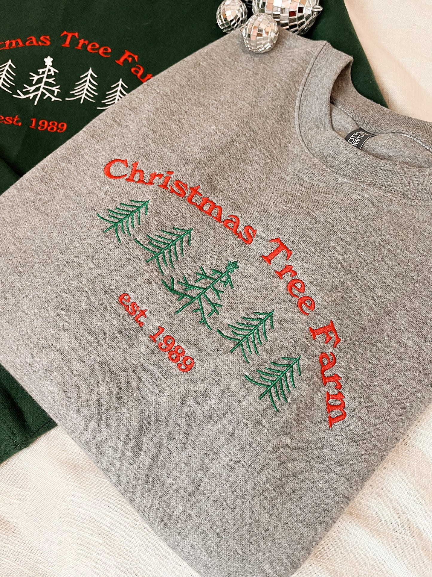 Christmas Tree Farm Grey Unisex Crewneck