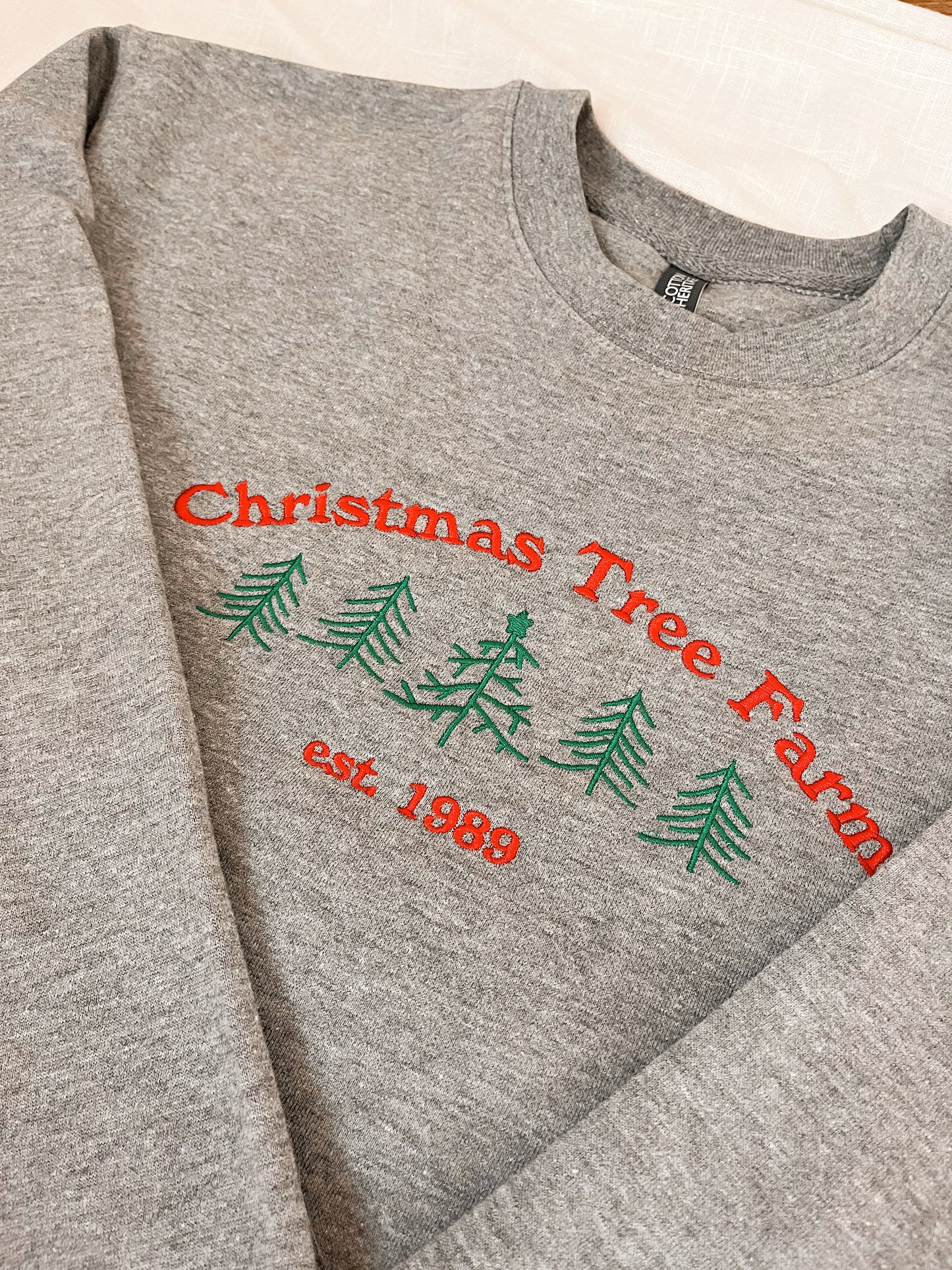 Christmas Tree Farm Grey Unisex Crewneck