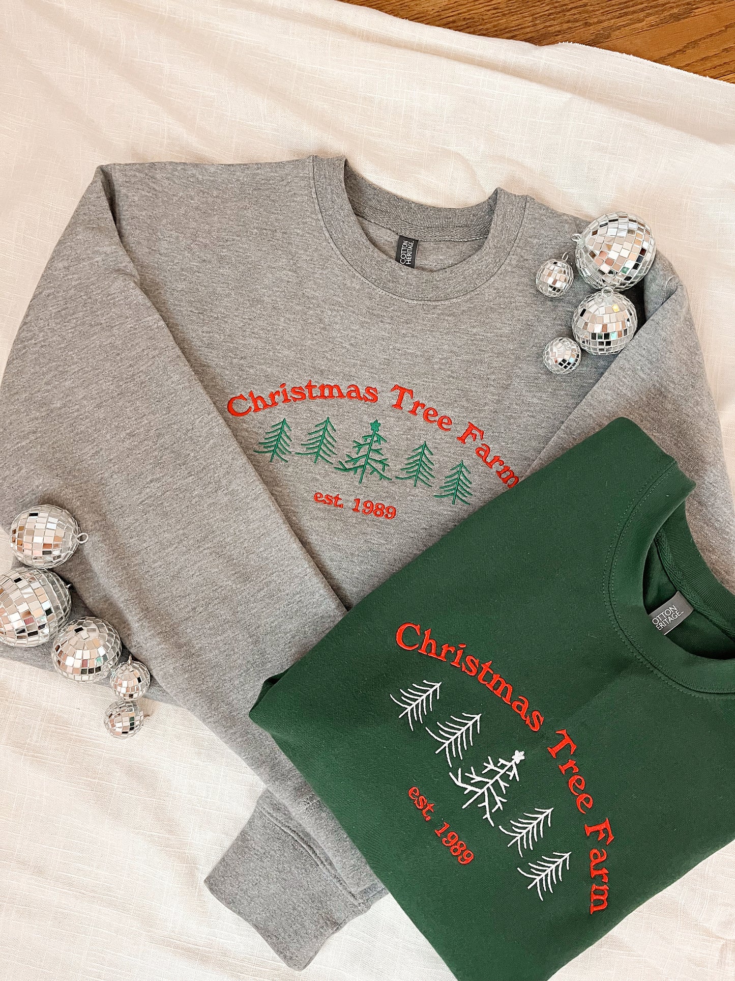 Christmas Tree Farm Grey Unisex Crewneck