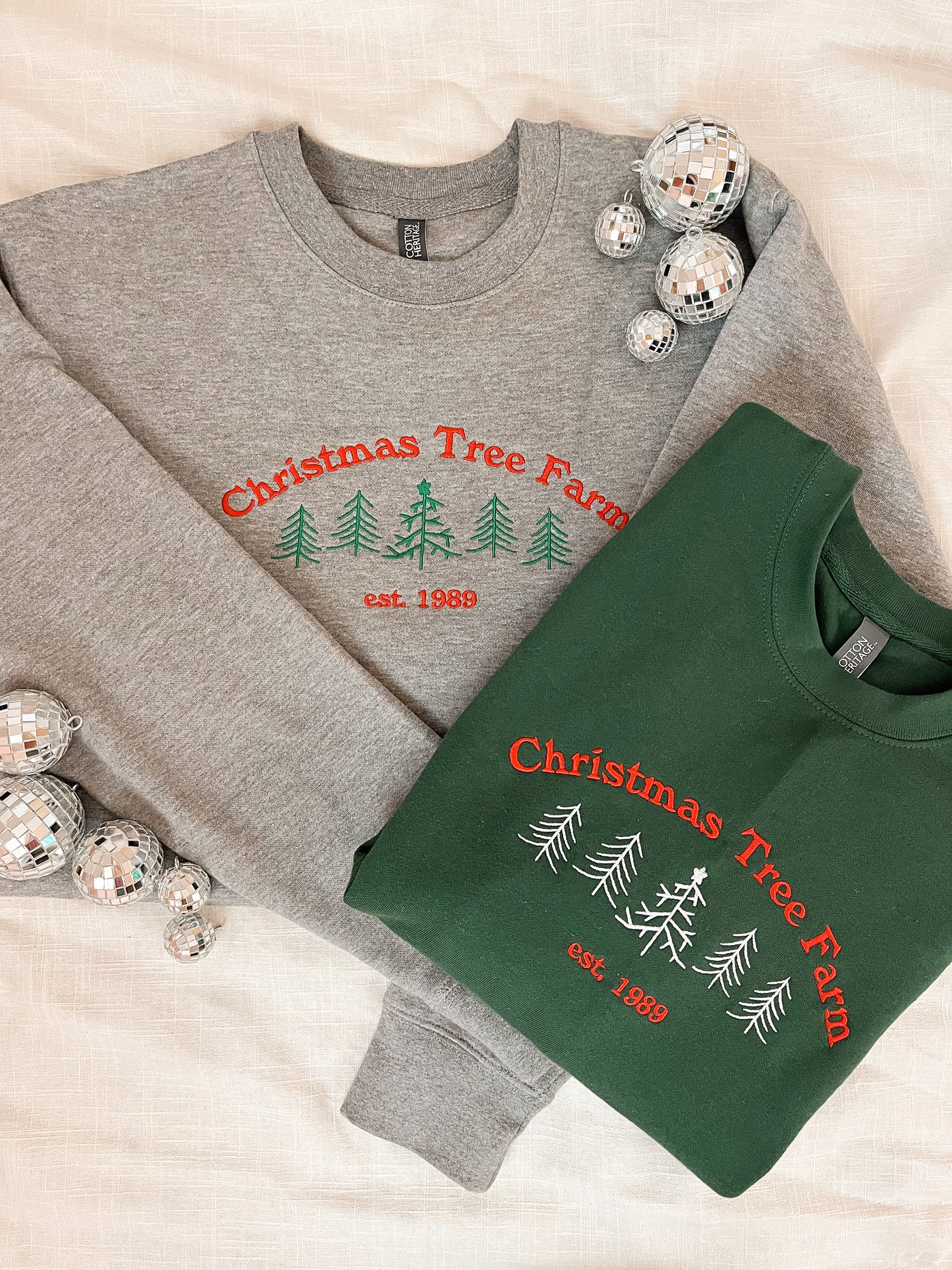 Christmas Tree Farm Grey Unisex Crewneck