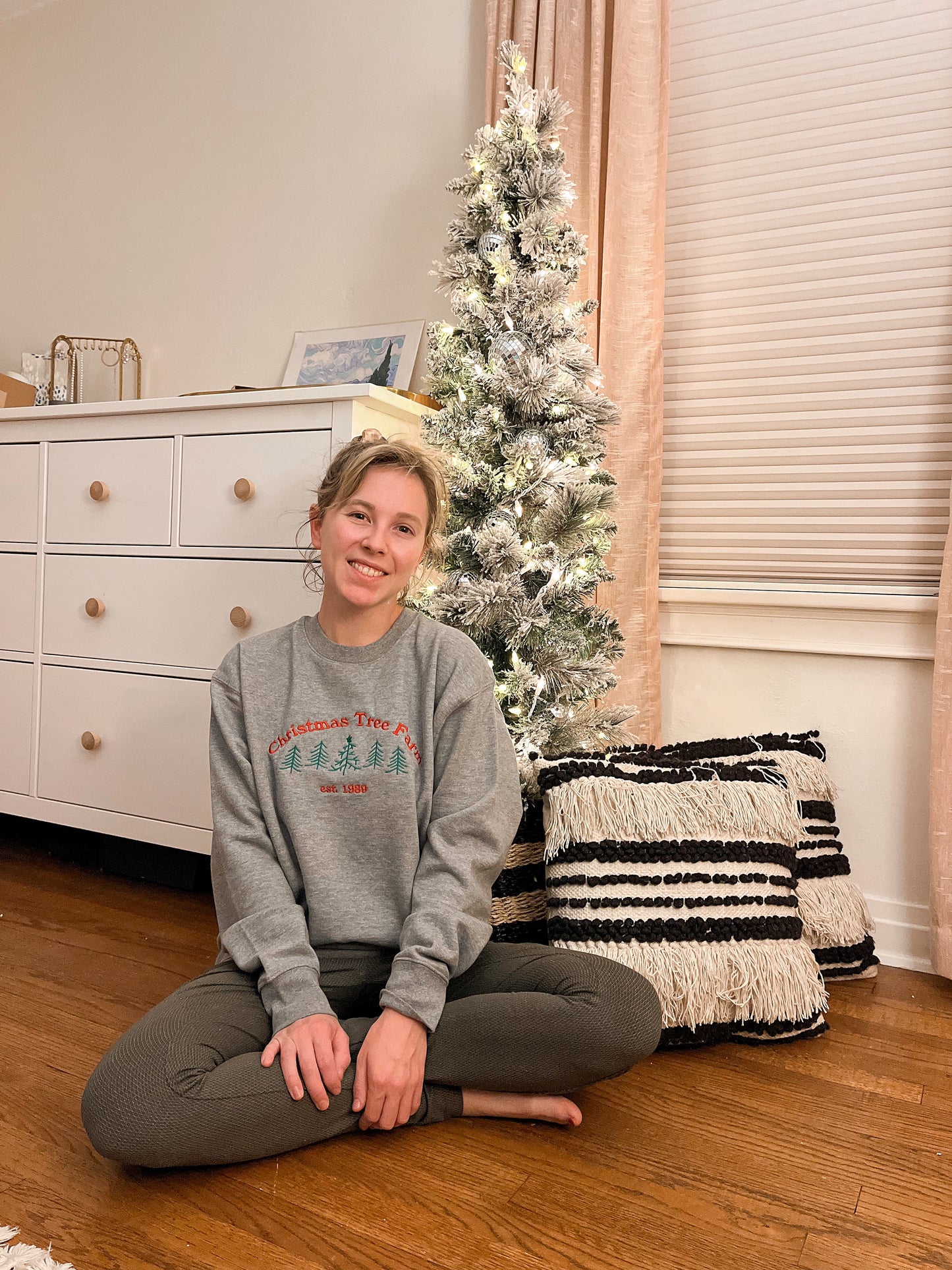 Christmas Tree Farm Grey Unisex Crewneck